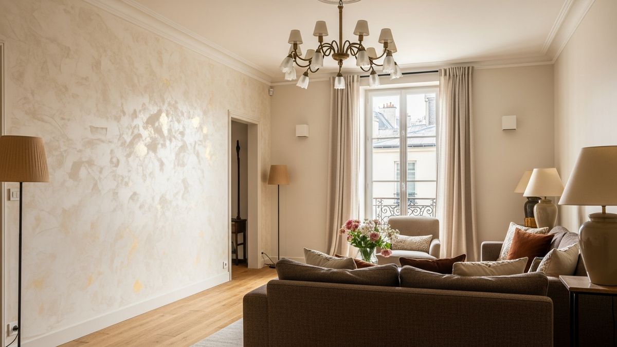 Enduit décoratif Stuc Vénitien dans un salon à Lyon